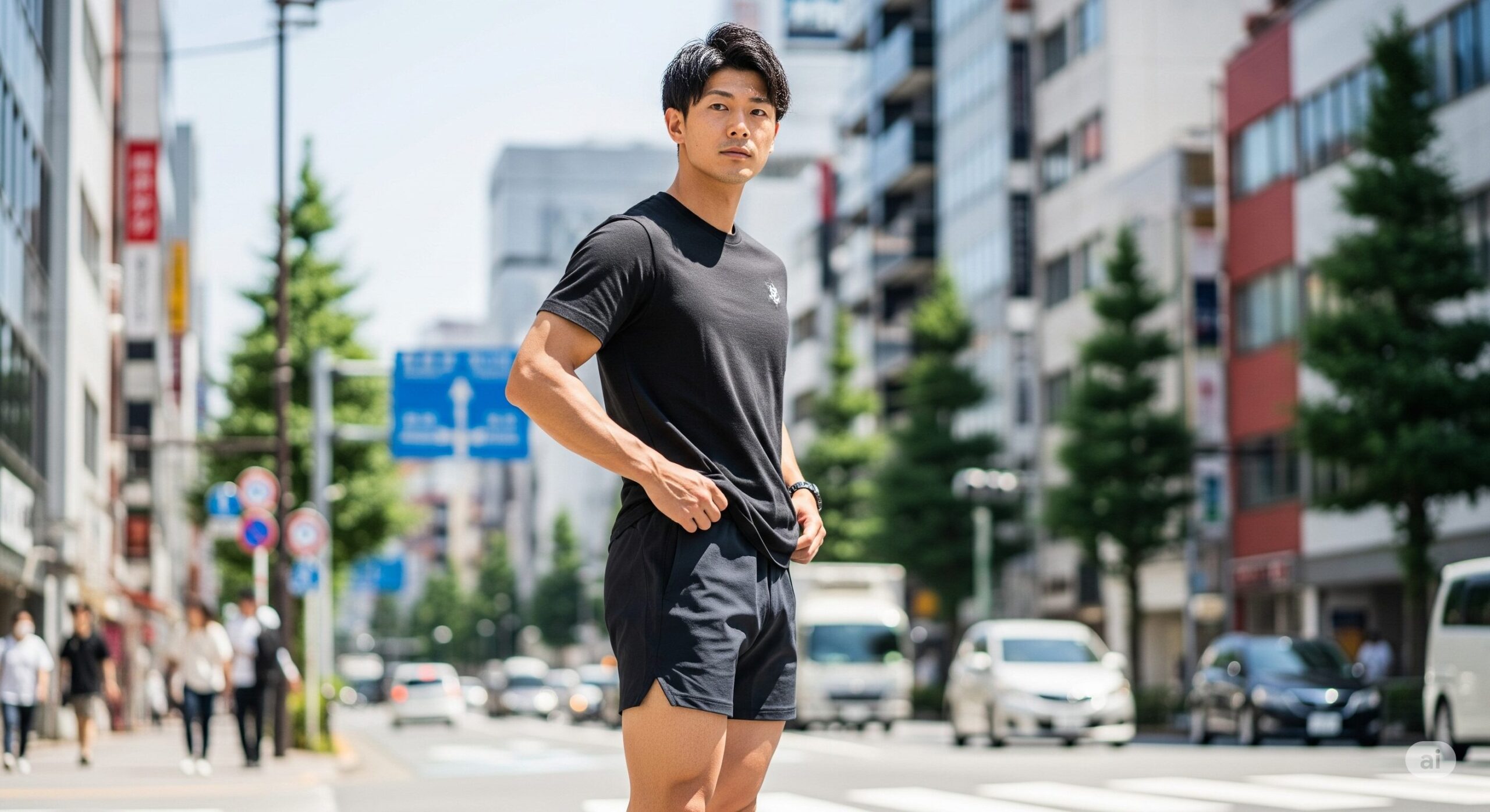 全身暗い色でまとめる重たい着こなし