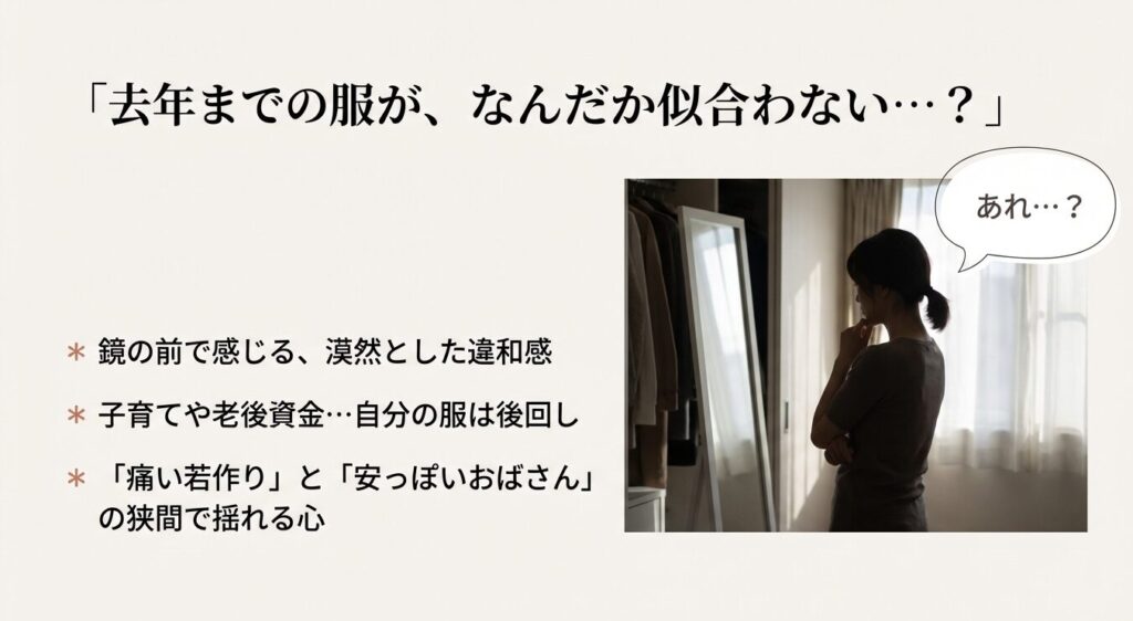 40代が鏡の前で感じるファッションの違和感