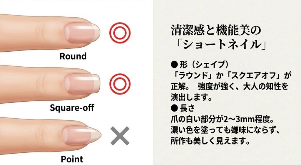 おすすめの爪の形ラウンドとスクエアオフの特徴解説
