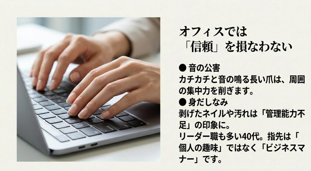 音の公害や剥げたネイルなどビジネスで避けるべきNGマナー