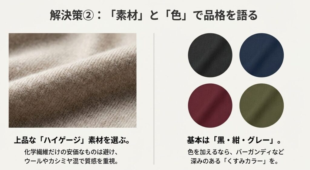 40代男性におすすめのハイゲージ素材と黒・紺・バーガンディなどの色選び