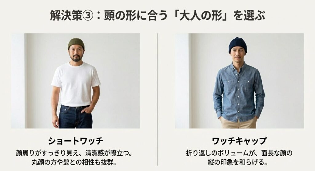 40代男性の頭の形に合うショートワッチとワッチキャップの選び方