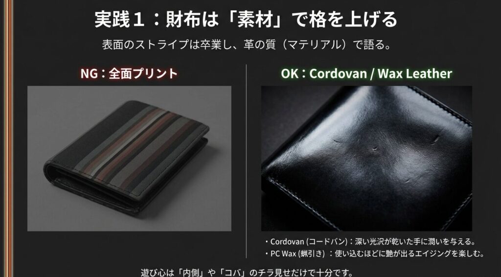 40代におすすめのポールスミスの財布素材（コードバンとPCワックス）