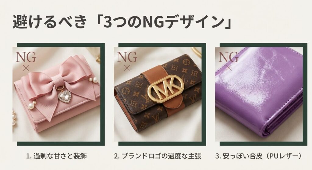 40代が避けるべき3つのNG財布デザイン(過剰な装飾・大きなロゴ・安っぽい合皮)