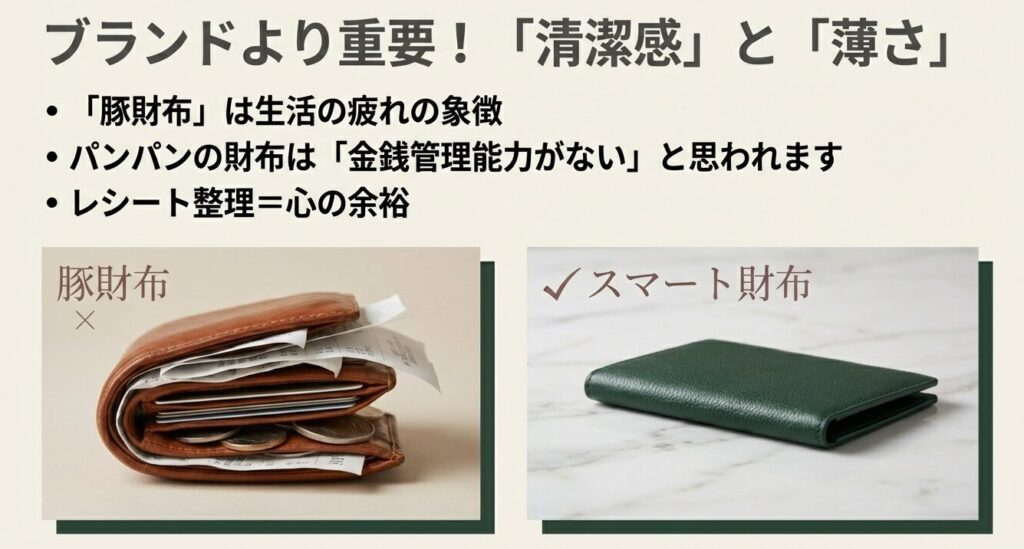 豚財布とスマート財布の比較画像 生活の疲れの象徴