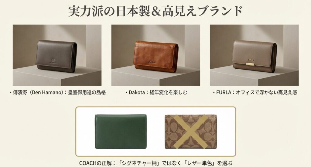 実力派の日本製ブランドとコーチやフルラなどの高見えブランド