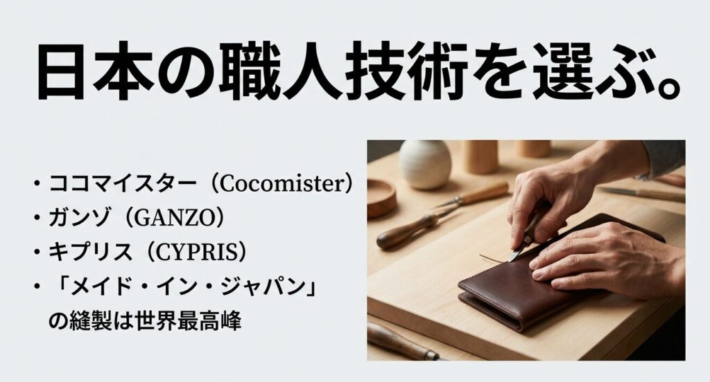 ココマイスターやガンゾなどメイドインジャパンの財布は縫製が丁寧で高品質