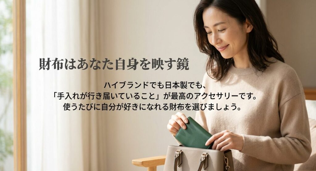 財布はあなた自身を映す鏡というメッセージスライド