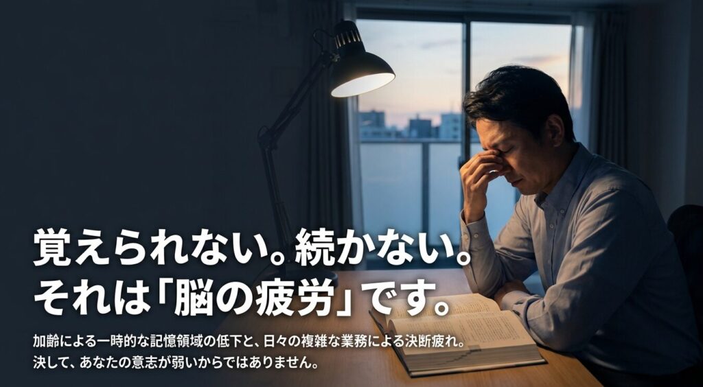 覚えられない、続かない原因は脳の疲労。加齢による一時的な記憶領域の低下と決断疲れ